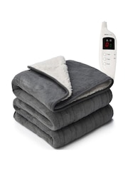 MONHOUSE Grey Shearling Heated Throw Electric Blanket - Image 1 of 7