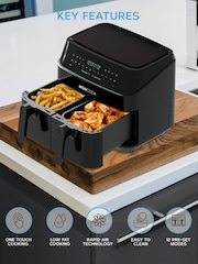 MONCOOK Black 9L Dual Air Fryer Oil Free Cooking with 50 Receipe Book - Image 5 of 7