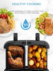 MONCOOK Black 9L Dual Air Fryer Oil Free Cooking with 50 Receipe Book - Image 7 of 7