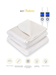MONHOUSE Beige Premium Queen Soft Fleece Fitted Heated Mattress Cover - Image 2 of 7