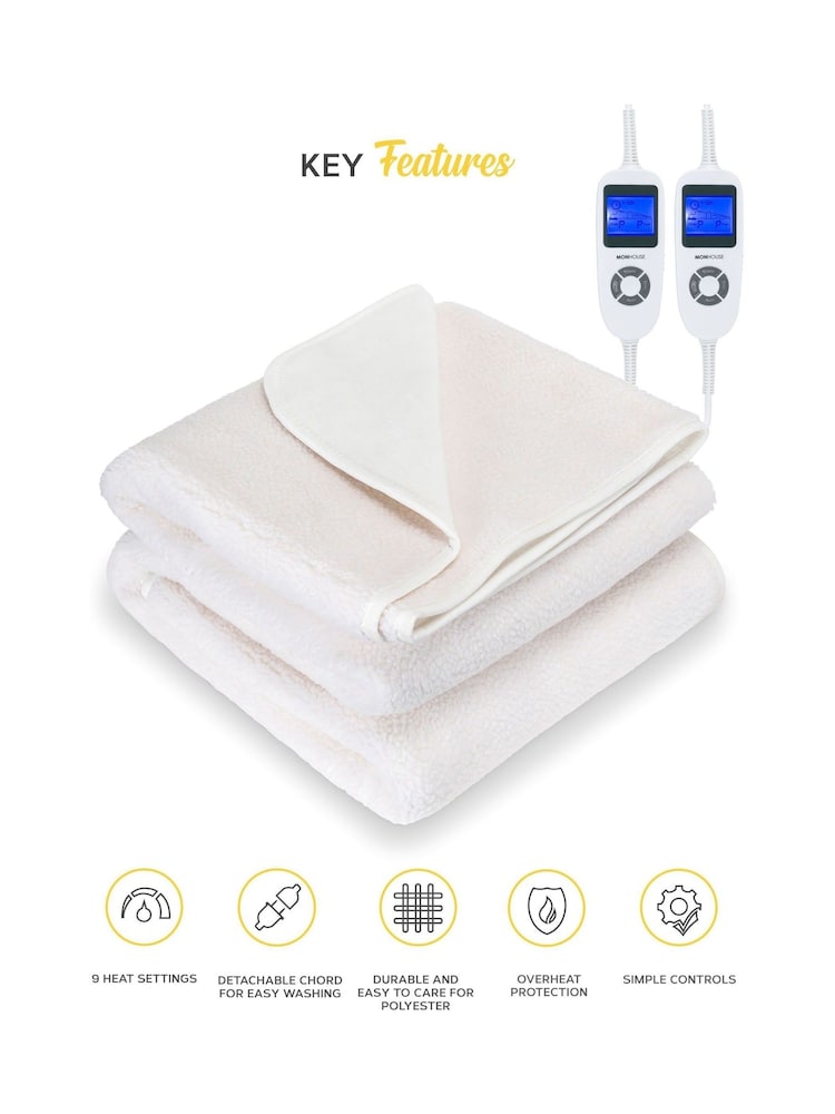 MONHOUSE Beige Premium Queen Soft Fleece Fitted Heated Mattress Cover - Image 2 of 7