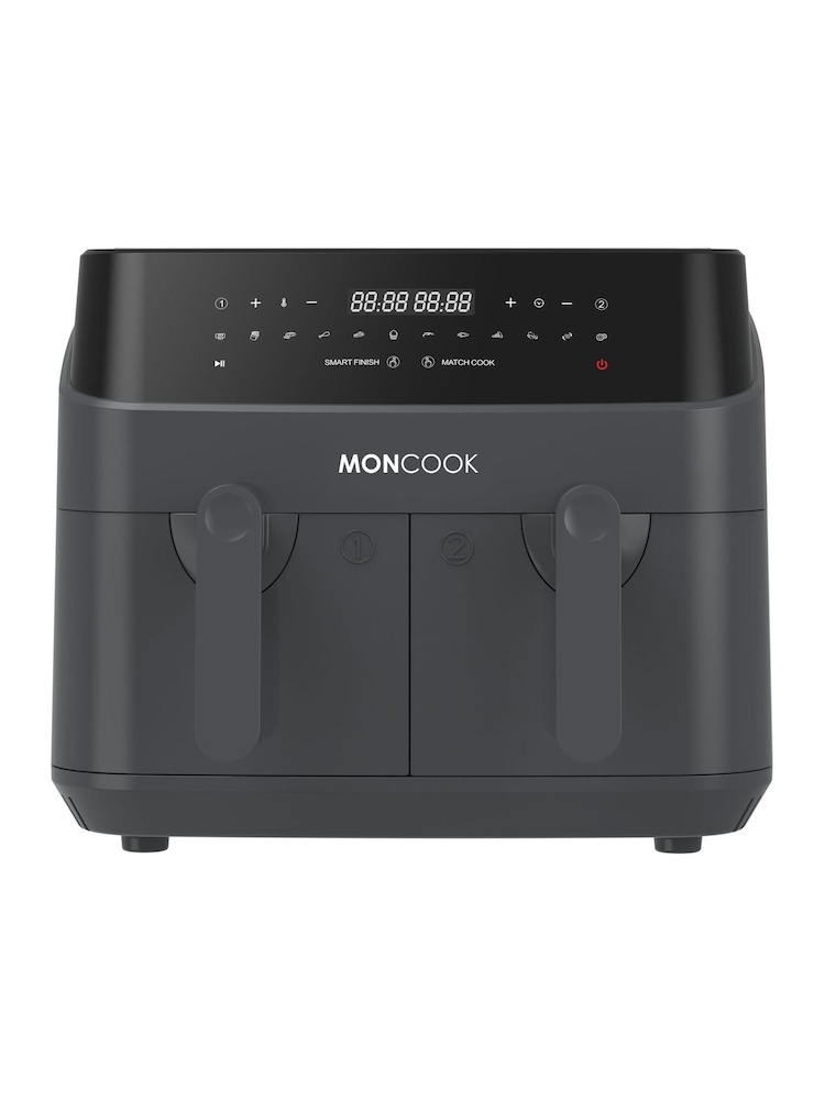 MONCOOK Grey 9L Dual Air Fryer Oil Free Cooking with 50 Receipe Book - Image 1 of 7