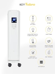 MONHOUSE White 2500W Digital 10 fins Oil Filled Radiator with LED Display - Image 2 of 7