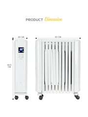 MONHOUSE White 2500W Digital 10 fins Oil Filled Radiator with LED Display - Image 3 of 7