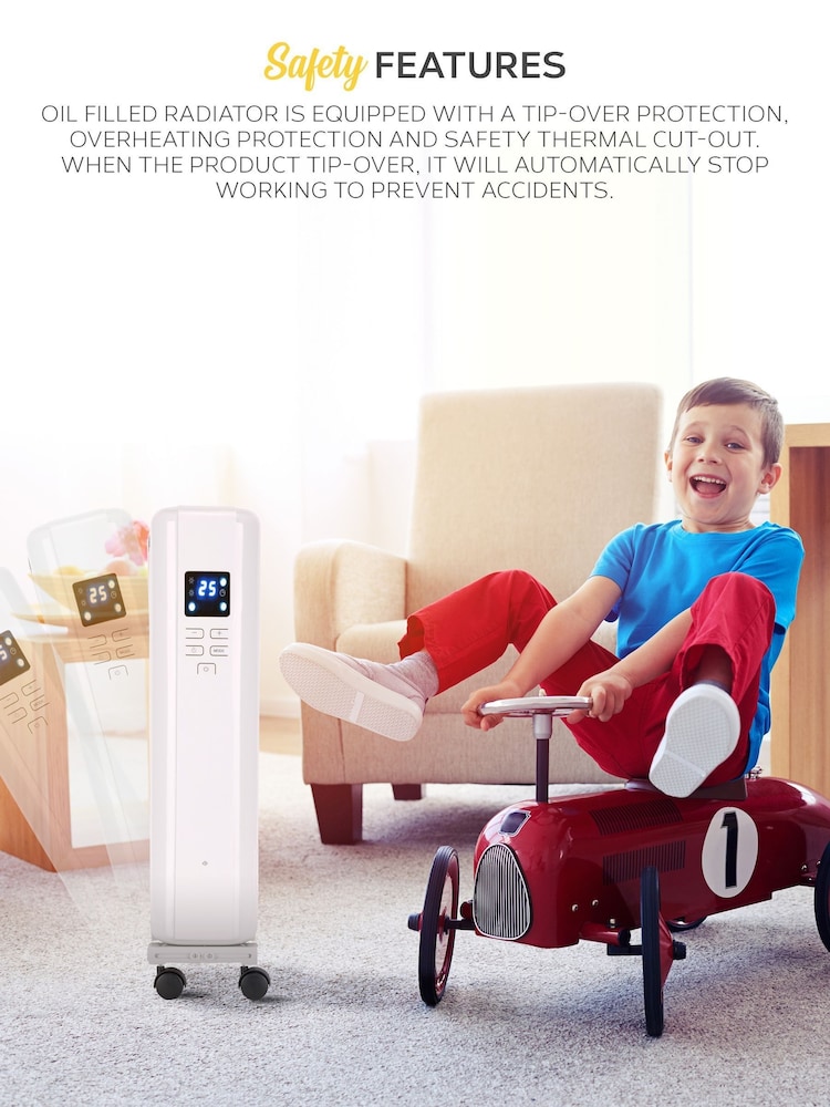 MONHOUSE White 2500W Digital 10 fins Oil Filled Radiator with LED Display - Image 7 of 7