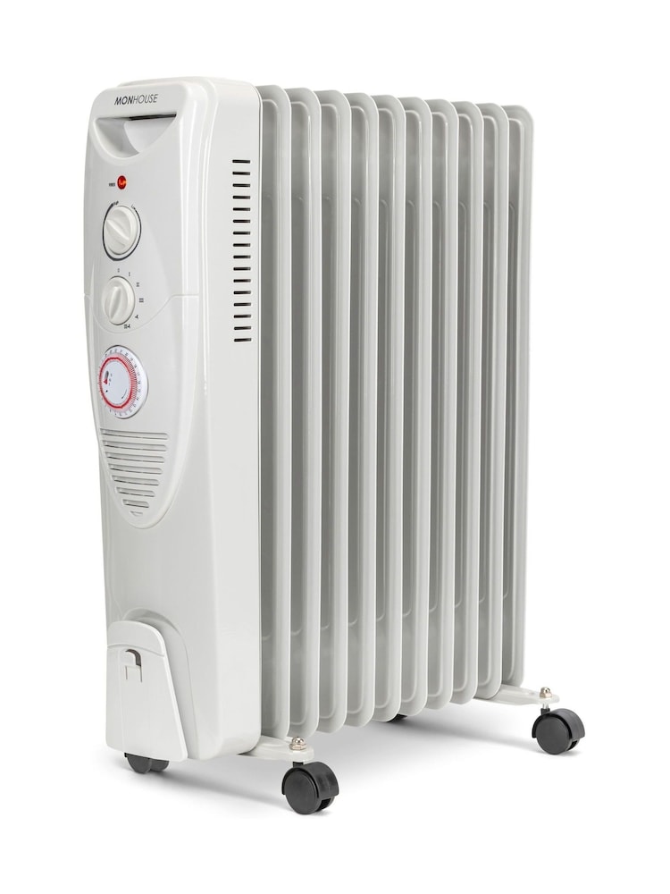 MONHOUSE White 2500W Digital 11 fins Oil Filled Radiator with LED Display - Image 1 of 7