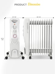 MONHOUSE White 2500W Digital 11 fins Oil Filled Radiator with LED Display - Image 3 of 7