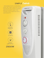 MONHOUSE White 2500W Digital 11 fins Oil Filled Radiator with LED Display - Image 5 of 7