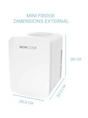 MONCOOK White Glass Door Mini Fridge Cooling and Warming Functio 15L - Image 2 of 7