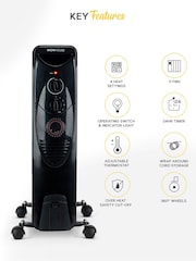 MONHOUSE Black 2500W Digital 11 fins Oil Filled Radiator with LED Display - Image 2 of 7
