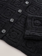 Black Smart Square Crochet Button Up Jacket - Image 6 of 7