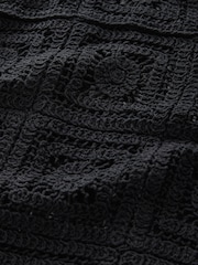 Black Smart Square Crochet Button Up Jacket - Image 7 of 7