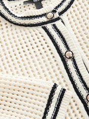 White Ecru 100% Cotton Mesh Smart Crochet Jacket - Image 7 of 8