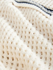 White Ecru 100% Cotton Mesh Smart Crochet Jacket - Image 8 of 8