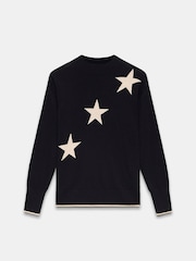 Mint Velvet Black Contrast Star Jumper - Image 3 of 4