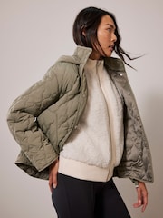 Mint Velvet Green Quilted Hooded Jacket - Image 2 of 4