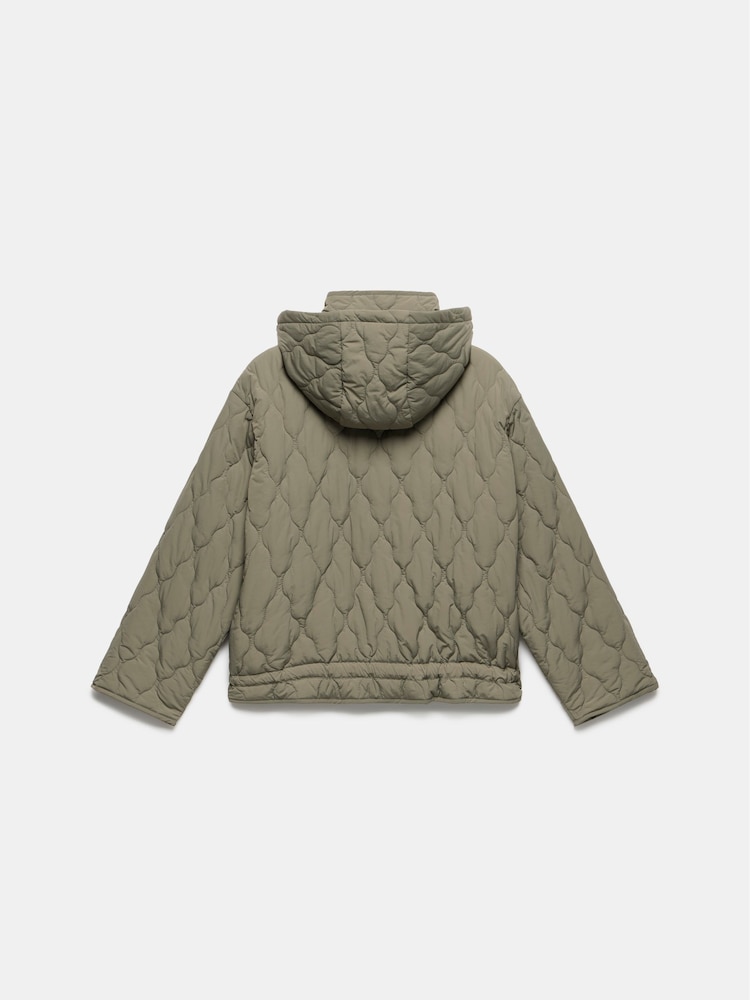 Mint Velvet Green Quilted Hooded Jacket - Image 4 of 4