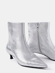 Mint Velvet Silver Leather Ankle Boots - Image 2 of 2