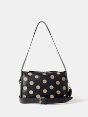 Mint Velvet Black Leather Studded 100% Cotton Bag - Image 1 of 2