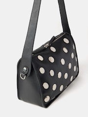 Mint Velvet Black Leather Studded 100% Cotton Bag - Image 2 of 2