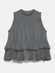 Mint Velvet Grey Sleeveless Ruffle Detail Top - Image 2 of 3