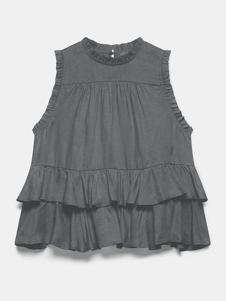 Mint Velvet Grey Sleeveless Ruffle Detail Top - Image 2 of 3