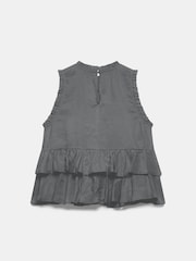 Mint Velvet Grey Sleeveless Ruffle Detail Top - Image 3 of 3