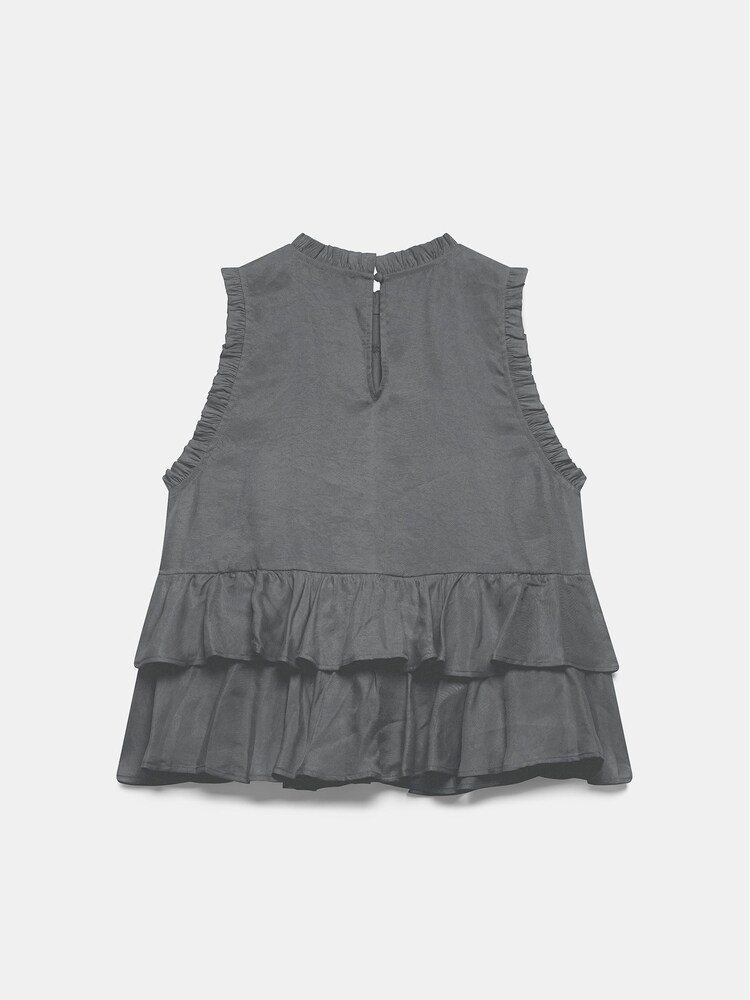 Mint Velvet Grey Sleeveless Ruffle Detail Top - Image 3 of 3