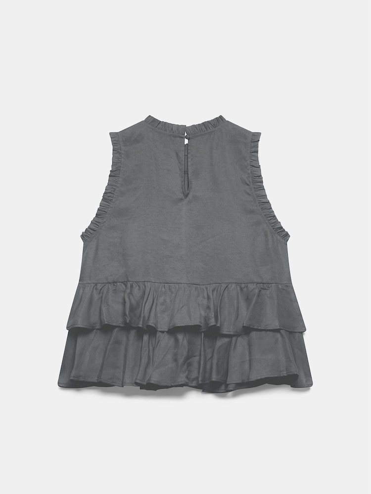 Mint Velvet Grey Sleeveless Ruffle Detail Top - Image 3 of 3 Mint Velvet Grey Sleeveless Ruffle Detail Top - Image 3 of 3