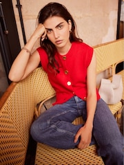 Mint Velvet Red Cotton Waistcoat - Image 1 of 4