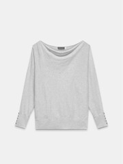 Mint Velvet Grey Cowl Neck Button Up Jumper - Image 3 of 4