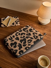 Brown Leopard Borg Laptop Sleeve - Image 1 of 6