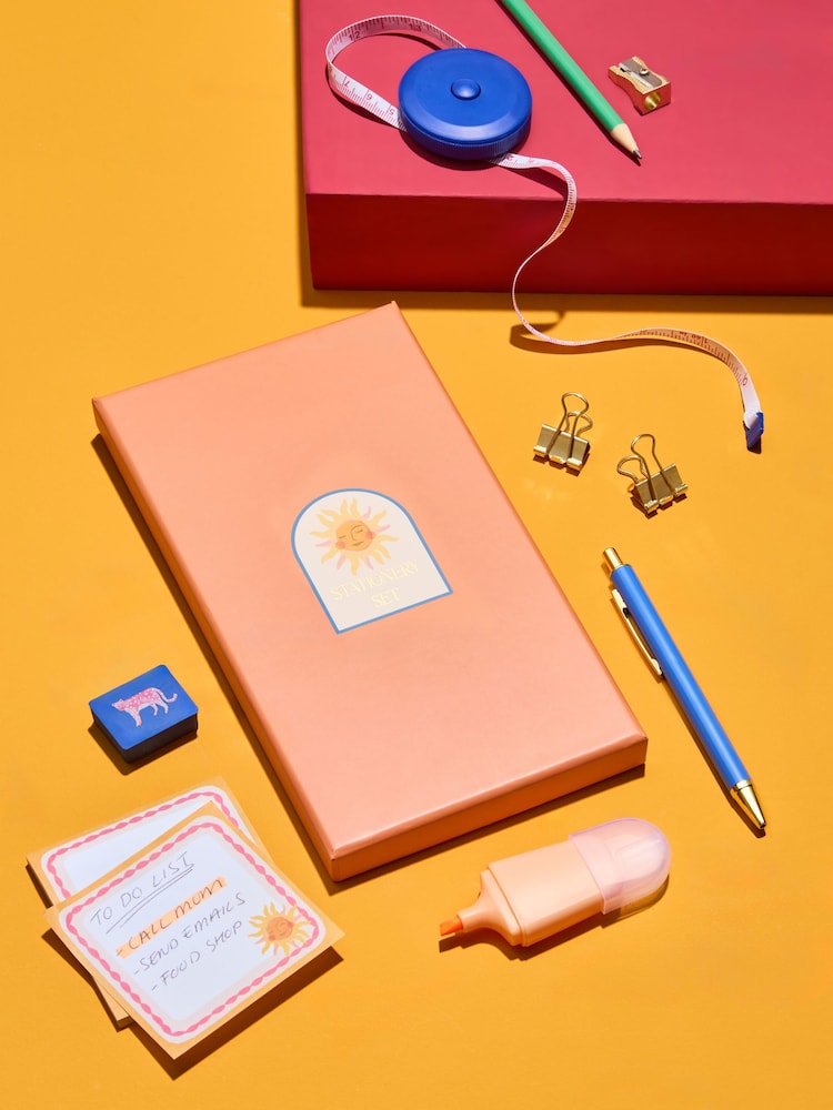 Orange Mediterranean Print Stationery Set - Image 2 of 4