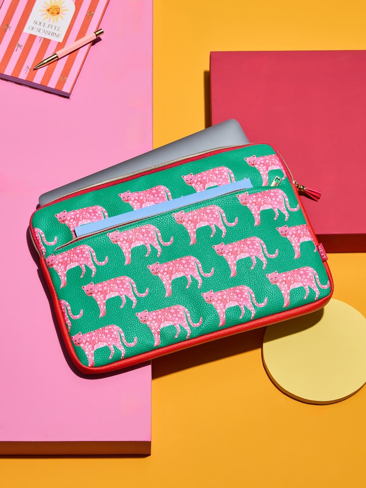 Green/Pink Mediterranean Print Laptop Sleeve - Image 1 of 5