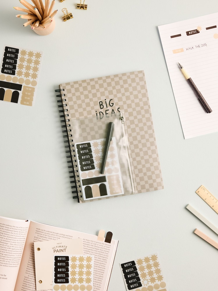 Natural A4 Project Notebook with Stickers and Pen - Image 1 of 4