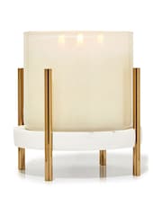 Bath & Body Works White Marble Mixed Material Pedestal 3-Wick Candle Holder - Image 1 of 1