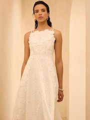 Mint Velvet White Cotton Floral Lace Midi Dress - Image 4 of 8