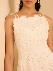Mint Velvet White Cotton Floral Lace Midi Dress - Image 5 of 8
