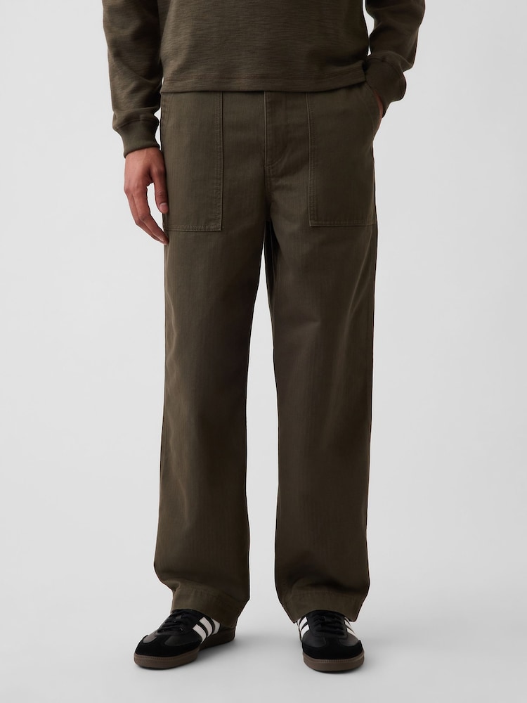 Gap Green Herringbone '90s Loose Trousers - Image 1 of 6 Gap Green Herringbone '90s Loose Trousers - Image 1 of 6