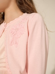 Pink 100% Cotton Embellished Occasion Cardigan (3-16yrs) - Image 2 of 4