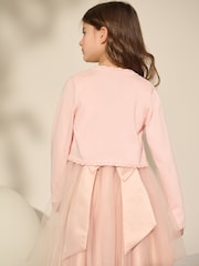 Pink 100% Cotton Embellished Occasion Cardigan (3-16yrs) - Image 3 of 4