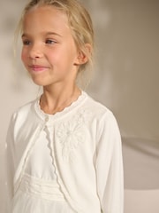 Ecru 100% Cotton Embellished Occasion Cardigan (3-16yrs) - Image 1 of 4