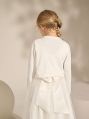 Ecru 100% Cotton Embellished Occasion Cardigan (3-16yrs) - Image 4 of 4