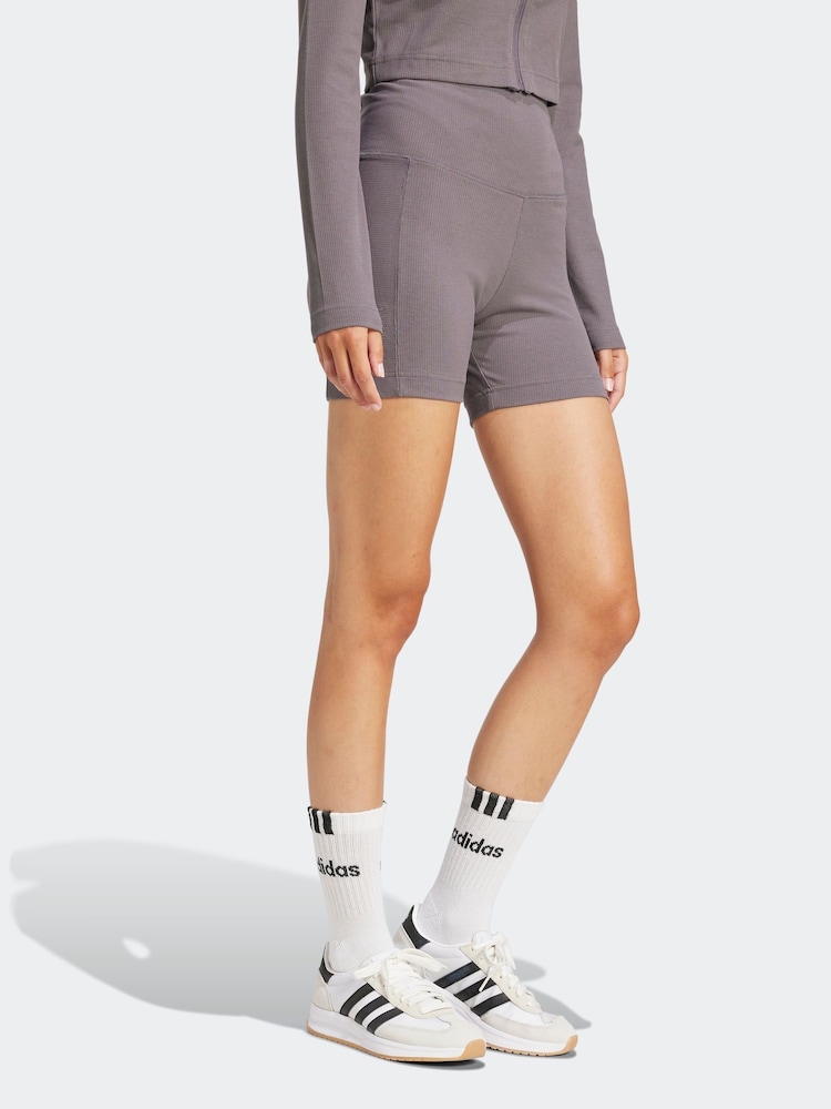 adidas Purple Long Rib Bike Shorts - Image 1 of 3