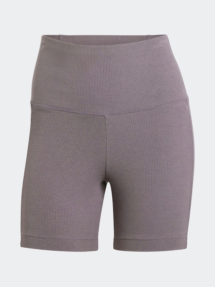adidas Purple Long Rib Bike Shorts - Image 3 of 3