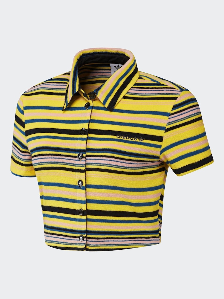 adidas originals Yellow Towel Collar T-Shirt - Image 1 of 2 adidas originals Yellow Towel Collar T-Shirt - Image 1 of 2