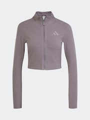 adidas Grey Lounge Rib Zip Long Sleeve Jacket - Image 1 of 2