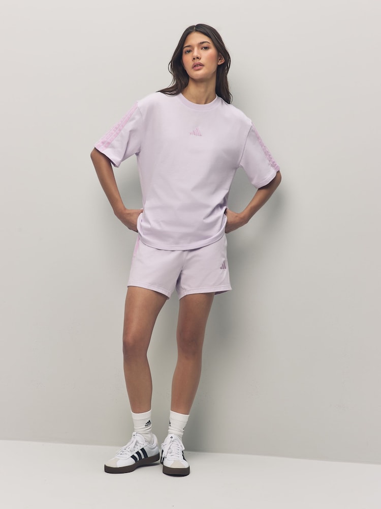 adidas Purple 3 Stripe Shorts - Image 2 of 6