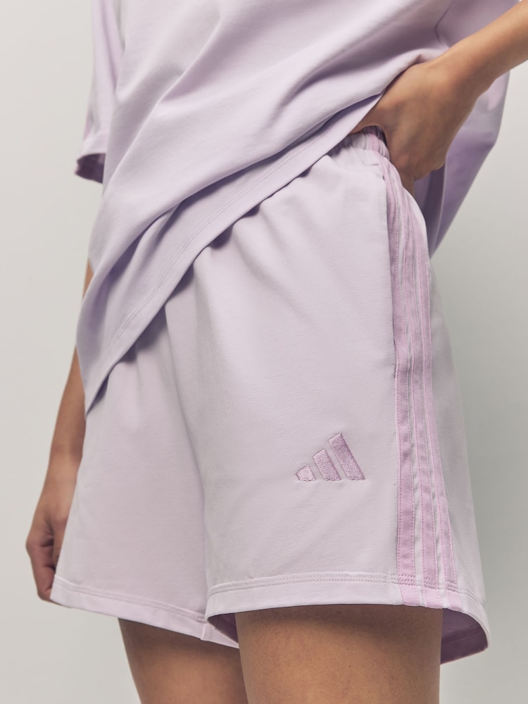 adidas Purple 3 Stripe Shorts - Image 4 of 6