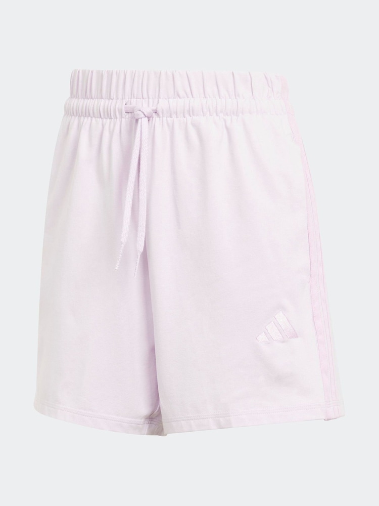 adidas Purple 3 Stripe Shorts - Image 6 of 6